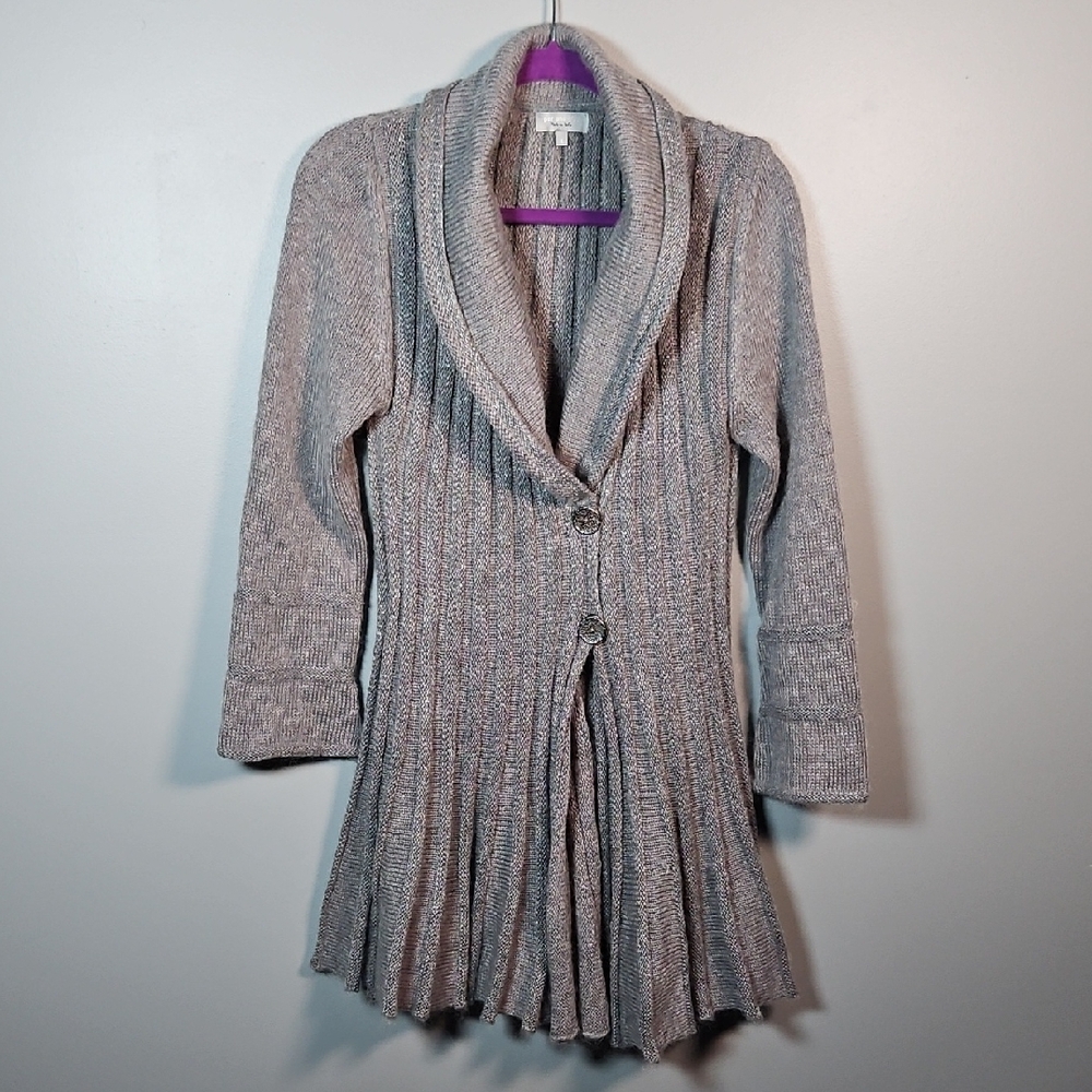 Per Una Gray Ribbed Knit Sweater